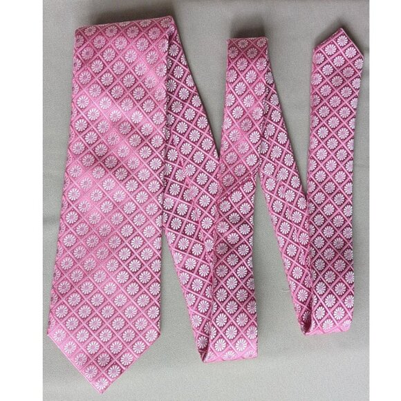 Black + Brown 1826 Tie 100% Silk Jacquard Daisy Floral Pattern - Picture 3 of 4